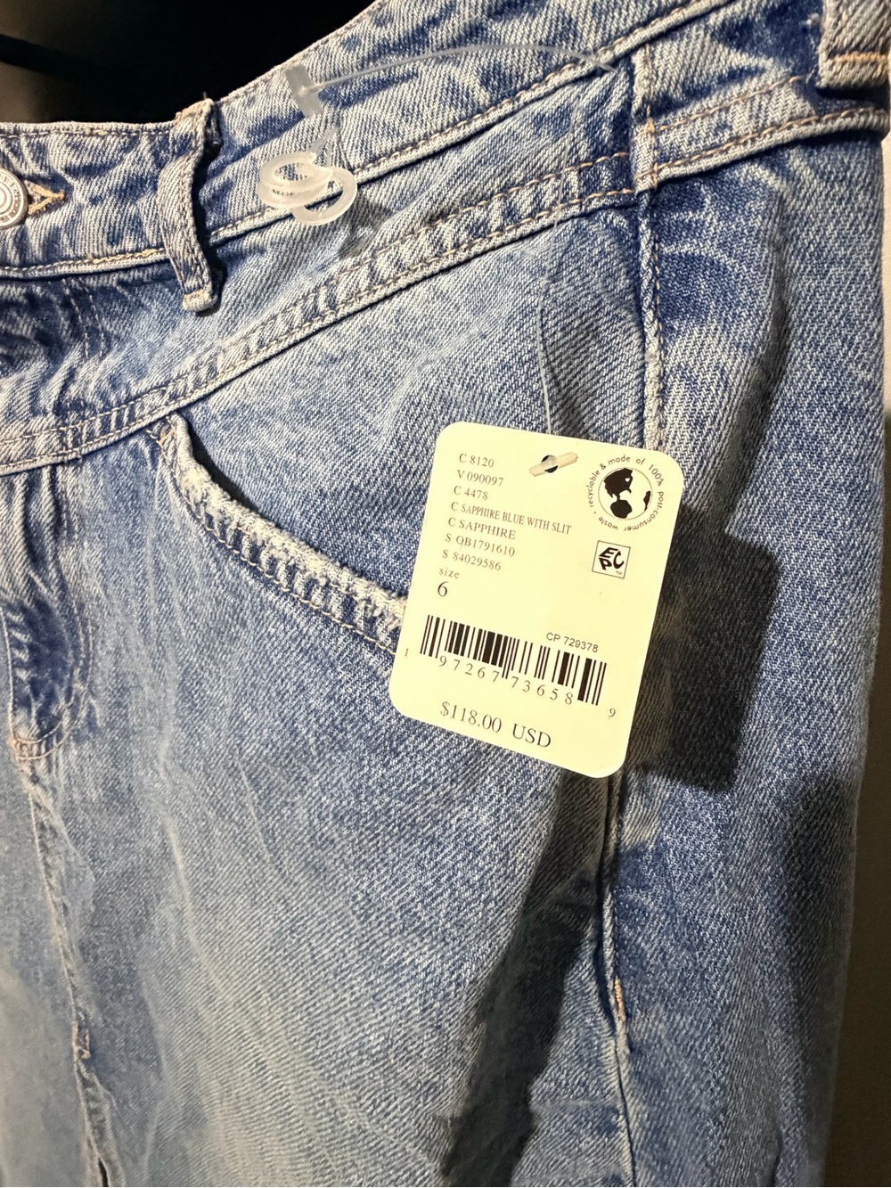 We The Free Denim Maxi Skirt with Front Slit - Blue - Picture 6 of 8